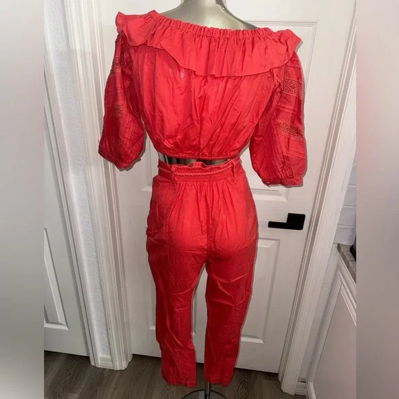 Free People Linen blend Crop Top & Pants Set small - Picture 15 of 16